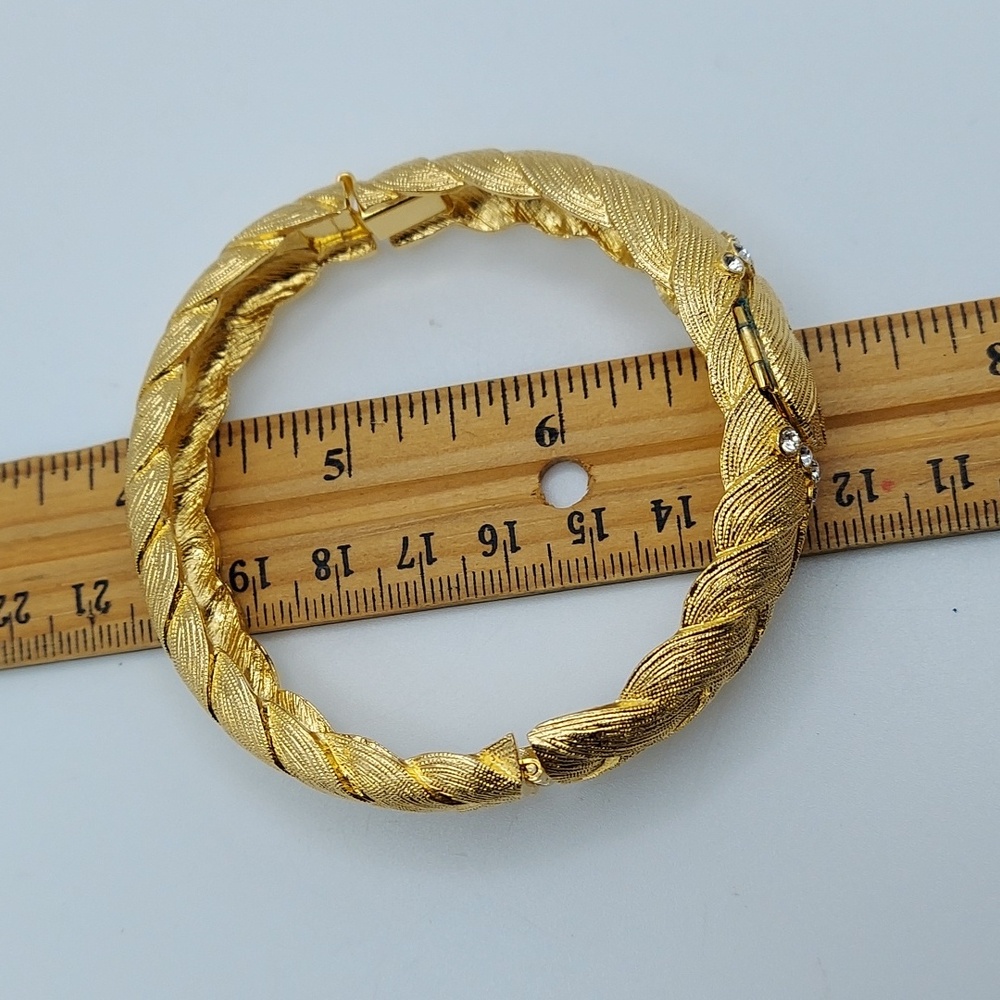 Camrose & Kross JBK Goldtone Rhinestine Hinged Cuff Bracelet w/ Locket, VGC. - Picture 12 of 15